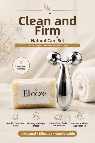 Elecze cosmetıcs Facial Massager with 2 Heads + Natural Slider Soap |   Skin Care and Tightening Set