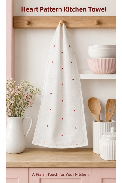 nnevora Kitchen Drying Cloth 30 × 60 cm – Heart-Shaped Decorative Washcloth