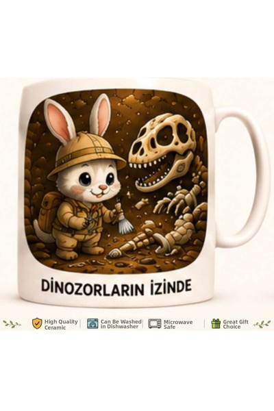 Rana İkra Art Rabbit on the Trail of the Dinosaurs Mug
