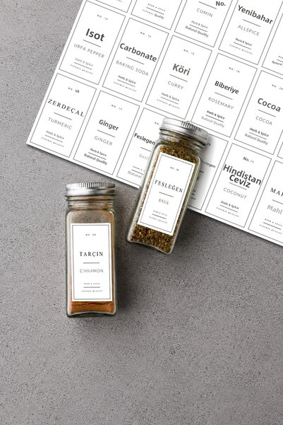 KHAKMA 36 Piece Spice Rack Label Set |   Waterproof Self-Adhesive White Label