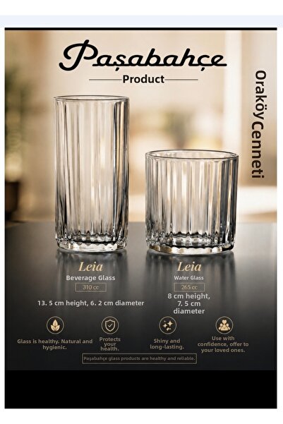 Paşabahçe Leia Glass Set 12 Pieces Soft Drink Glasses 6 Pcs 310 Cc Water Glas...