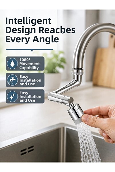 Hobibahçem Mey imports ®   2-mode 1080 °   Rotating faucet head Stretchy 3-jo...