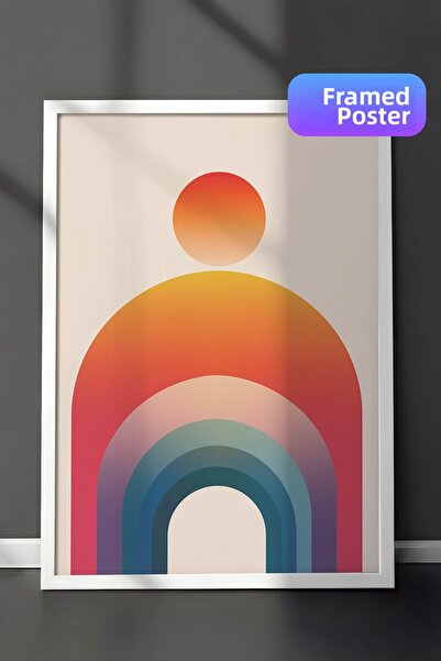 Zestia Pictură murală de artă minimalistă cu ramă albă, siluetă umană în culo...