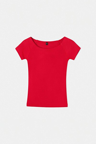 TRENDYOLKIDS تي شيرت محبوك باللون الأحمر TKDSS26TS00084