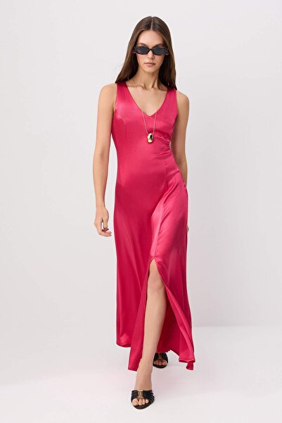 Trendyol Collection Rochie maxi țesută simplă Vişne TWOSS26EL00691