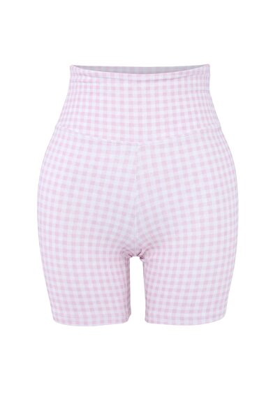 Trendyol Collection Colanți de scuba roz-multicolori cu perii Colanți sport T...