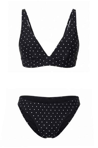 Trendyol Collection Polka Dot Triangle Covered Normal Waist Regular Bikini Se...