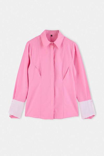 Trendyol Modest Pink Color Block Shirt Tctaw27Tg00007
