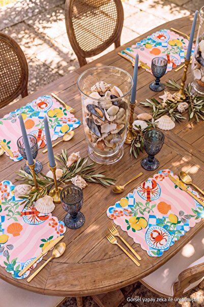 TRENDYOLMİLLA HOME Set de 4 farfurii americane imprimate TPHSS26RUN00012