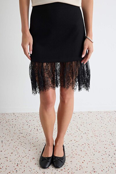 Trendyol Collection Black Skirted Lace Black Mini Skirt Twoaw27Et00058