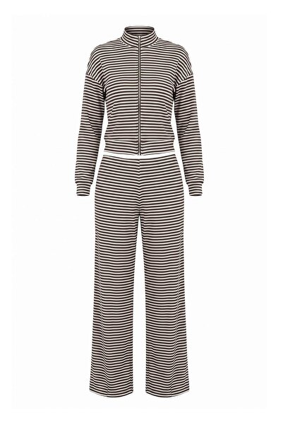 Trendyol Collection طقم سفلي محبوك ناعم ومرن بقصة عادية/عادية مخططة متعددة ال...