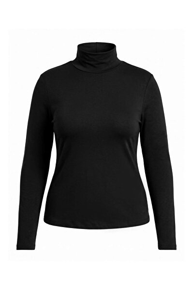 Trendyol Curve Black Soft Fabric Turtleneck Fitted/Flex Knitted Blouse Tbbaw2...
