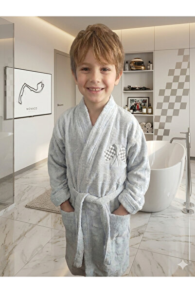Erca Home Tekstil Ürünleri 100% Cotton / Velvet Children's Bathrobe / Gray