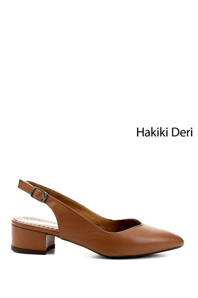 GÖNDERİ(R) Taba Antique Gön Echtleder spitze Zehen kurze dicke Absätze Damen ...