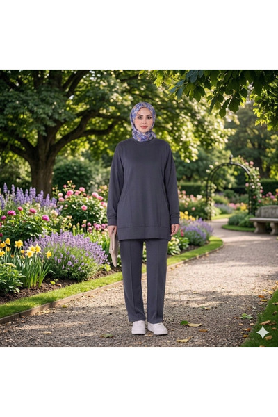 MEBA Women's Islamic Clothing Seasonal Modal Fabric Crew Neck Pocketed Tunic ...