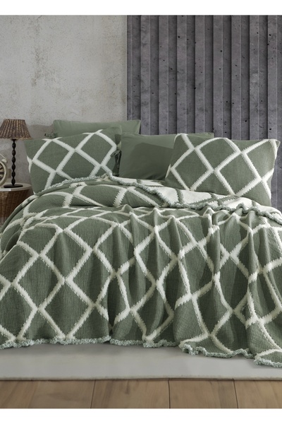 Dantela Garcia Khaki Single Diamond Slice Bedspread