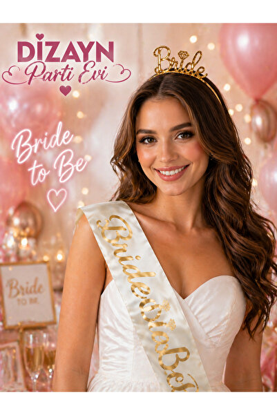 PartyGross Bride Taç Set Bekarlığa Veda Bride To Be Kuşak Ve Bride Metal Taç