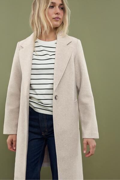 Stradivarius Soft-touch button-up midi coat