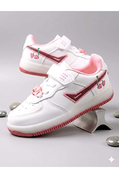 McDark Beyaz Bordo Kadın Sneaker Kirazlı Model Ayakkabı