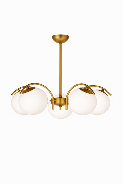 ESSLİGHT Sena 5’li Eskitme Beyaz Camlı Modern Salon Mutfak Yatak Odası Avizesi