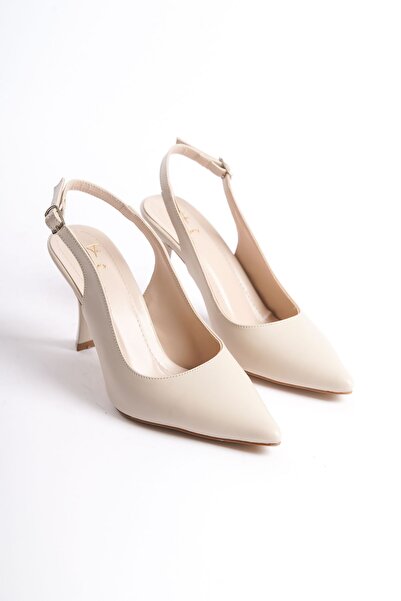 NITU Shoes Deget ascuțit Spate deschis Piele Piele Tocuri înalte Stiletto