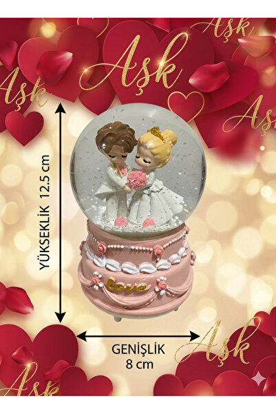 çınaroğlu avm KÜÇÜK BOY 12.5 CM Kar Küresi Love Pilli Işıklı Müzikli Orta Boy...