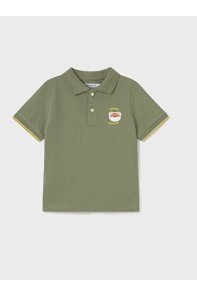 MAYORAL Baby Boy Appliqued Polo Collar T-Shirt 0-2 Years Haki̇