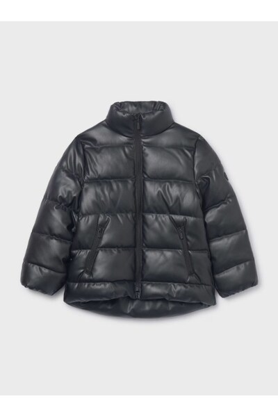MAYORAL Girl's Leather Puffer Coat 8-18 Years Black