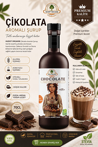 HUDOT Premium Çikolata Şurubu 700 ml – Stevia Tatlandırıcılı, Kalorisiz, Katk...