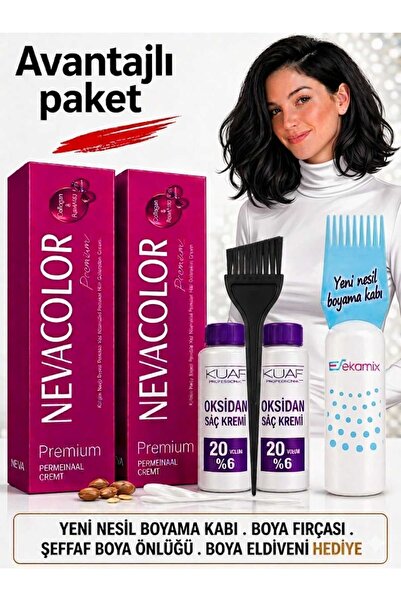 Neva Color Saç Boyası 6.0 Yoğun Koyu Kumral 2 Ad +Oksidan 20 Volum 2 Ad+Fırça