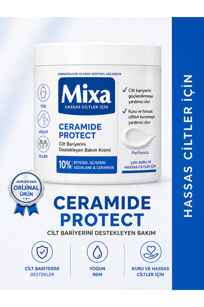 MİXA 10% Gliserin, Skualan & Seramid, Çok Kuru Ve Yıpranmış Ciltler Için, Çil...