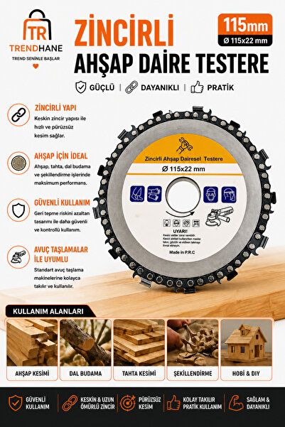 Trendhane Jet Taşı İçin Zincirli Ahşap Daire Testere 115 mm