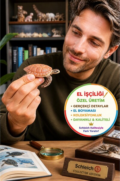 TOYFEST Schleich El İşçiliği Hawksbill Deniz Kaplumbağası Figürü Gerçekçi Oyu...
