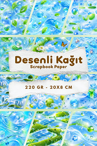 Mimu Art Studio Desenli Kağıt Seti Scrapbook Kağıdı Ajanda Kolaj Junk Journal...
