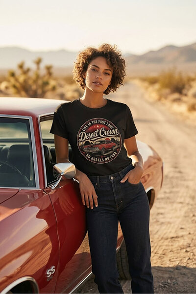 onsrawear Unisex Desert Crown Retro Araba Baskılı Vintage Klasik Araba Bisikl...