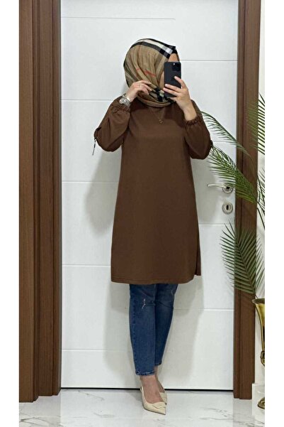 MODA ALMİRA 7075 K35 KAHVE RENK KOLU AKSESUAR HAZAL TUNİK