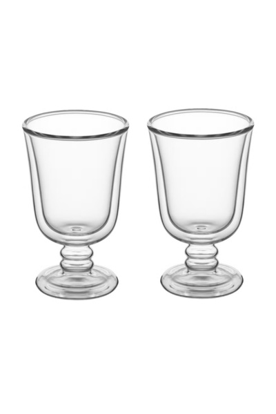 Blackstone 200 ml Double Wall Coffee & Dessert Glass Cups with Stand – Set of...