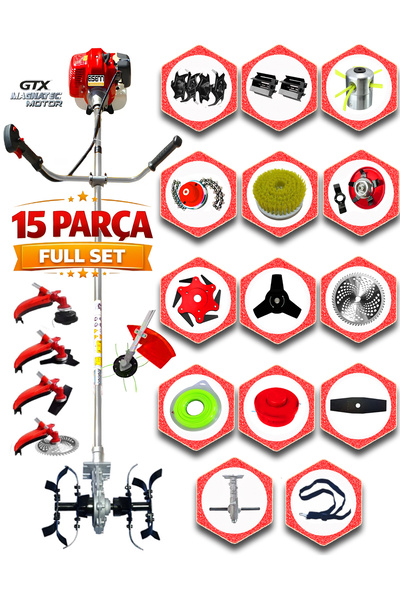 EISEnn German 15 Parça Full Set Fg Motor Yan Tipi Ot Çim Çalı Biçme Tırpanı T...