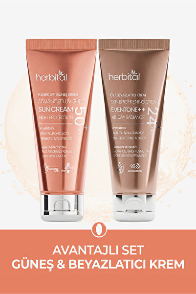 Herbital SPF 50+ Güneş Kremi & Leke Karşıtı Ton Eşitleyici Krem Seti | Leke K...