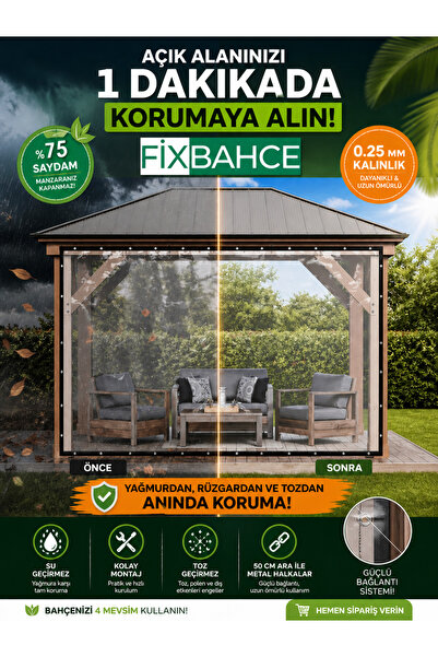 Fixbahce FixBahçe 4mx2.5m Şeffaf PVC Rüzgar Geçirmez Naylon Branda