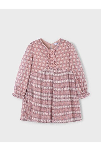 MAYORAL Girl's Floral Pleated Chiffon Dress Blue