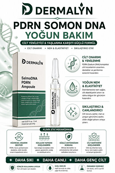 DERMALYN 3 Adet PDRN Somon DNA Kolajen İçeren Cildi Gençleştirmeye Yardımcı Ampul Serum Dermaroller Dermapen