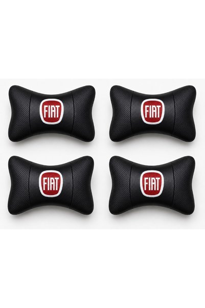 AYAZGURUP Fiat Ortopedik Oto Boyun Yastığı Nakışlı 4 LÜ DERİ SET