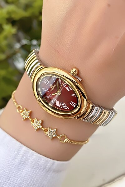 Homies Women's Wristwatch Steel Cord Gold Silver Color Gift Bracelet Hms94Th