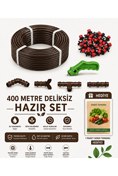 Genel Markalar Deliksiz Düz Damlama Sulama Borusu Hazır Set 16 Mm 400 M