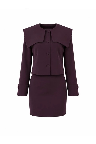Serpirella Butik decolteu pătrat Set jachetă și fustă