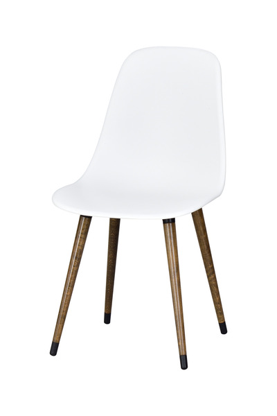 VİLİNZE Eames Kestane Ahşap Ayak Plastik Beyaz Sandalye