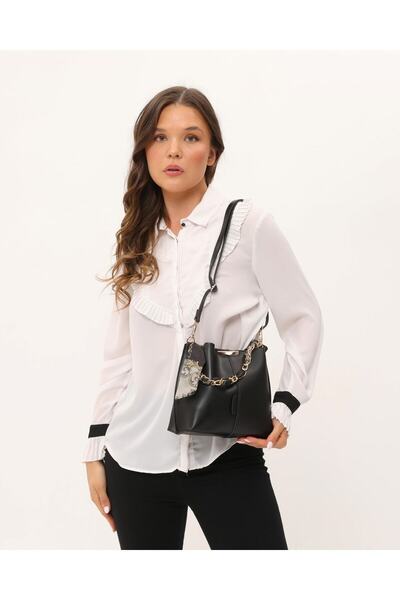 RETROBAG Geantă de mână, braț și umăr pentru femei, din piele moale, cu lanț ...
