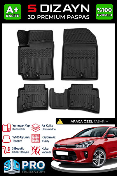 S Dizayn S-Dizayn Kia Rio 3D Pro Havuzlu Paspas 2017-2023 A+ Kalite 3DS-SDZ168