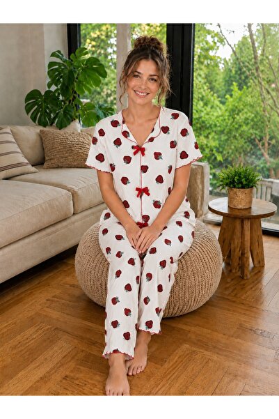 rindahomewear Set de pijamale pentru bebeluși cu model overlock și fundă din ...